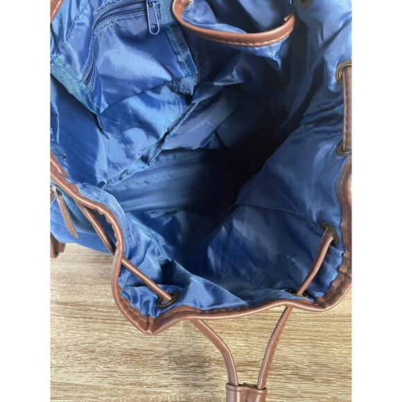 Disney Vacation Club Blue Brown Canvas Leather Backpack Rucksack Logo DVC Bag - Picture 7 of 12